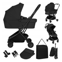 Lionelo Sia Flex Καρότσι Ταξιδίου 2 Σε 1 Έως 22Kg Black Onyx