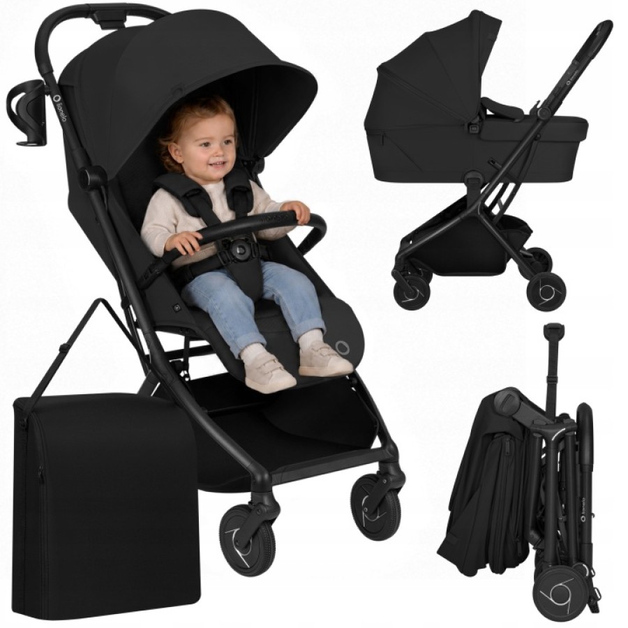 Lionelo Sia Flex Καρότσι Ταξιδίου 2 Σε 1 Έως 22Kg Black Onyx