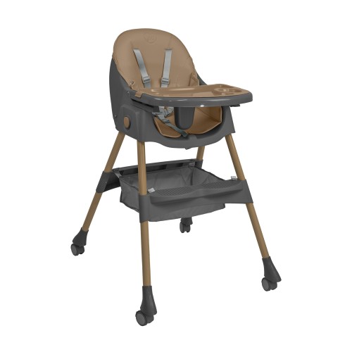 Bebe Stars Comfy 2 in 1 Καρεκλάκι Φαγητού Beige με Ανάκλιση, Διπλό Δίσκο & Ζώνη 5 Σημείων