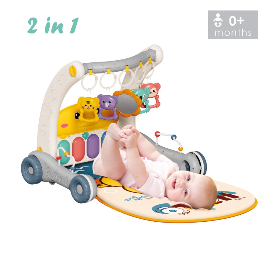 Bebe Stars Duck 2 in 1 Γυμναστήριο Μωρού με Πιάνο & Στράτα Περπατούρα - Baby Play Gym Piano Activity Mat