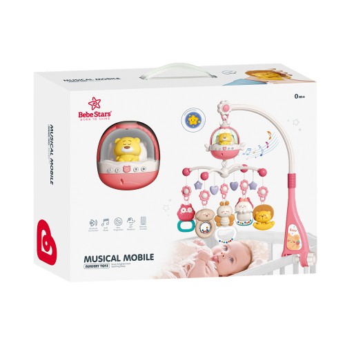 Bebe Stars Μουσικό Κρεβατιού Ροζ με Προβολέα, Φως, Bluetooth & Τηλεχειριστήριο