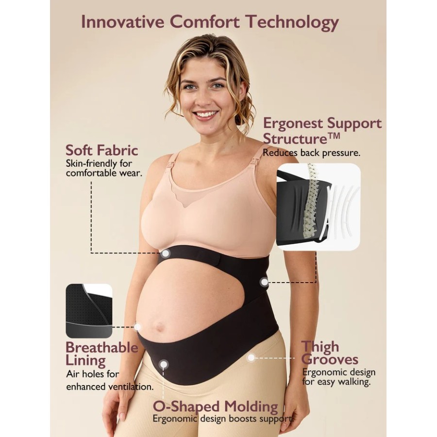 Momcozy Go As You Grow™ Ζώνη Εγκυμοσύνης Υποστήριξης Κοιλιάς με Τιράντες | Maternity Belly Band 18-39 Εβδομάδων