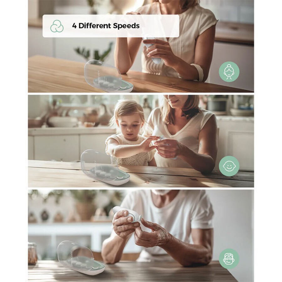 Momcozy Ηλεκτρική Λίμα Νυχιών Μωρού Low Noise με LED Φως, 4 Ταχύτητες & USB-C