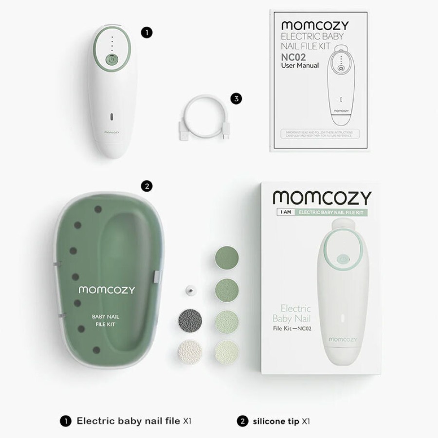 Momcozy Ηλεκτρική Λίμα Νυχιών Μωρού Low Noise με LED Φως, 4 Ταχύτητες & USB-C