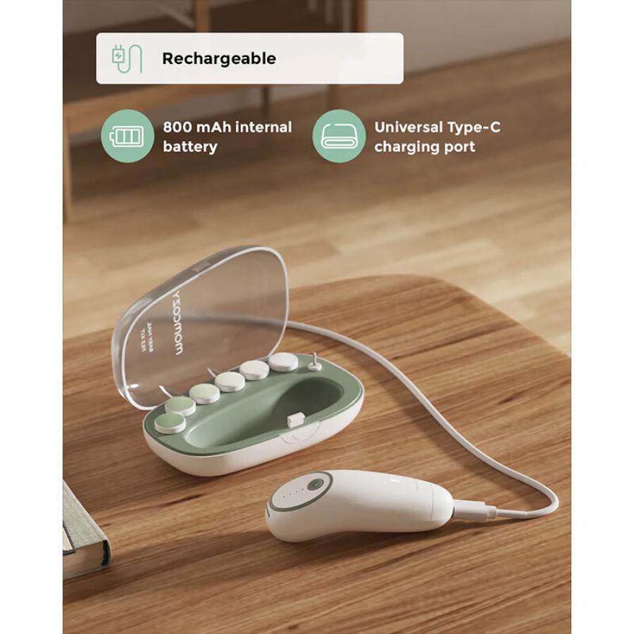 Momcozy Ηλεκτρική Λίμα Νυχιών Μωρού Low Noise με LED Φως, 4 Ταχύτητες & USB-C