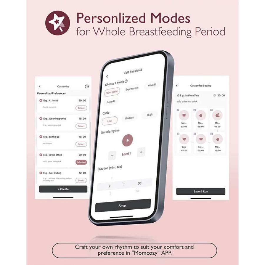 Momcozy M9 Ηλεκτρικό Θήλαστρο Hands-Free Μονό, Φορητό με App & Αναρρόφηση -300mmHg Κόκκινο
