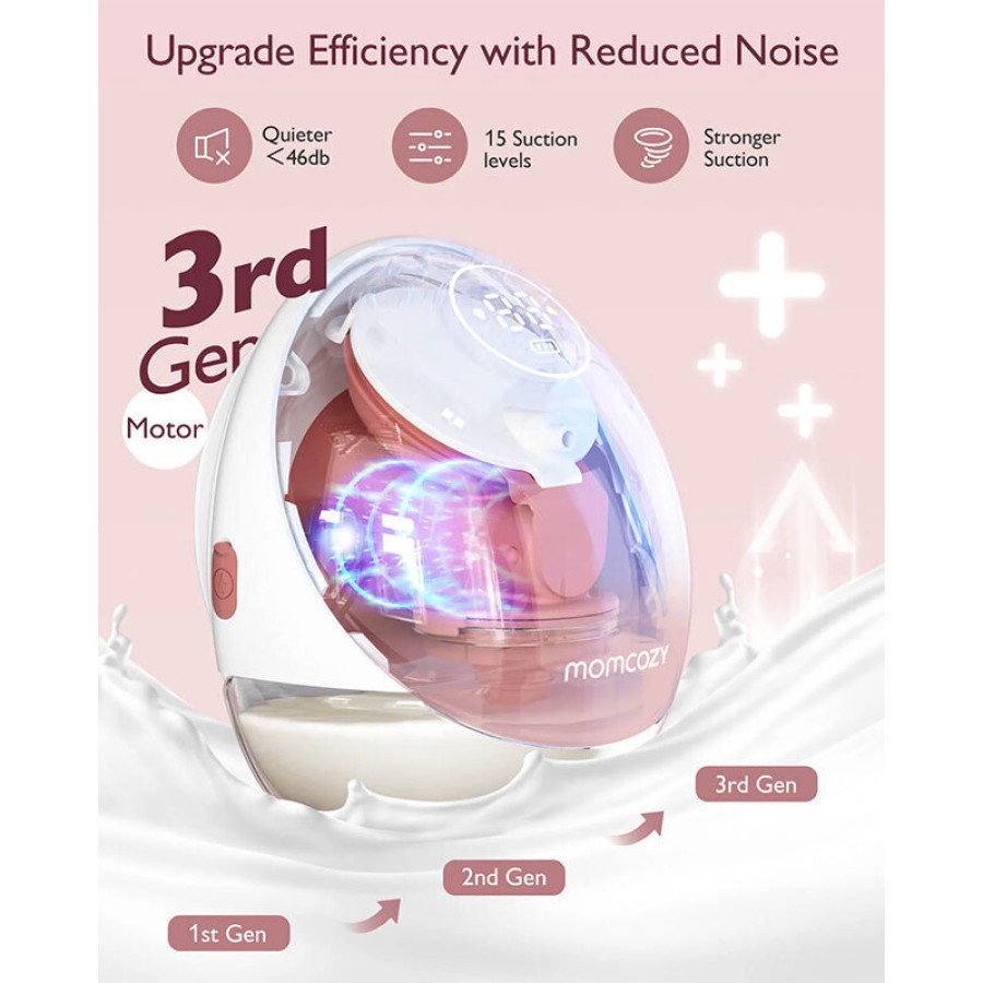 Momcozy M9 Ηλεκτρικό Θήλαστρο Hands-Free Μονό, Φορητό με App & Αναρρόφηση -300mmHg Κόκκινο