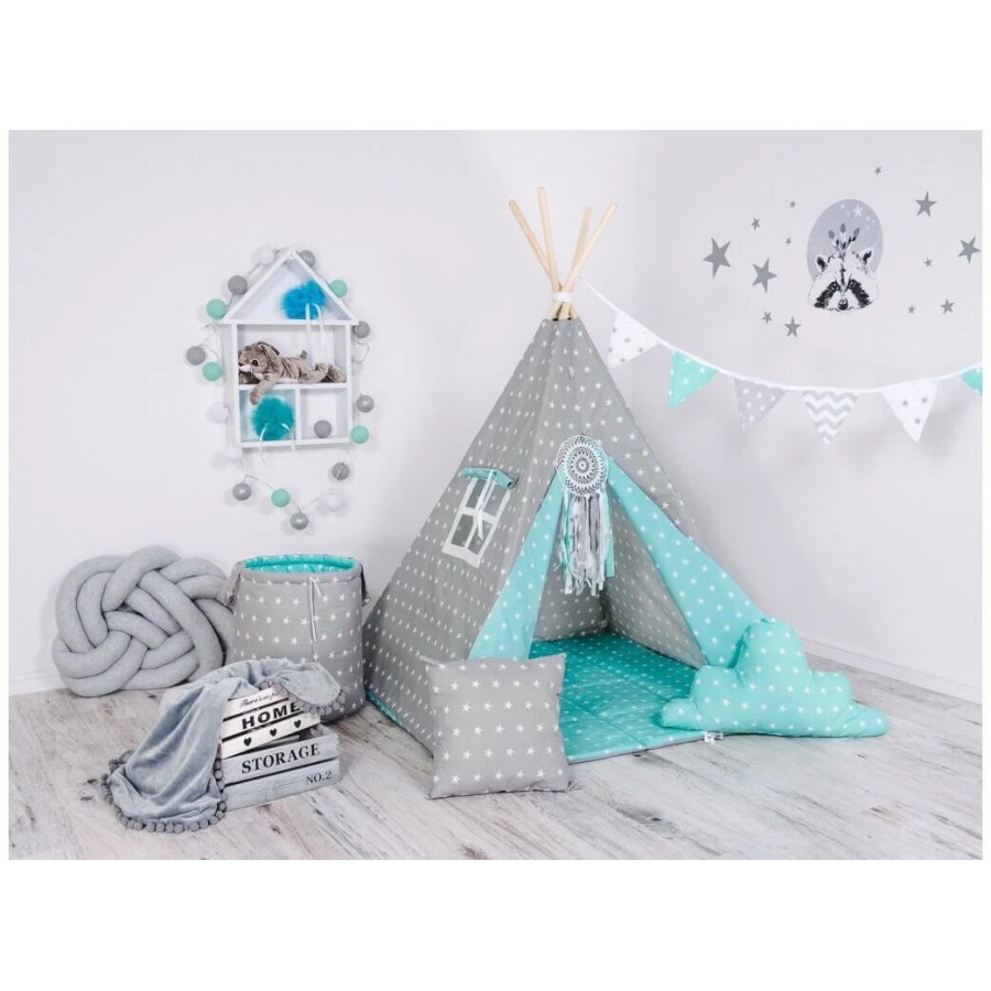 Elis Design Stars Παιδική Σκηνή Σετ Με Μαξιλάρια Gray Blue 1761/Sta