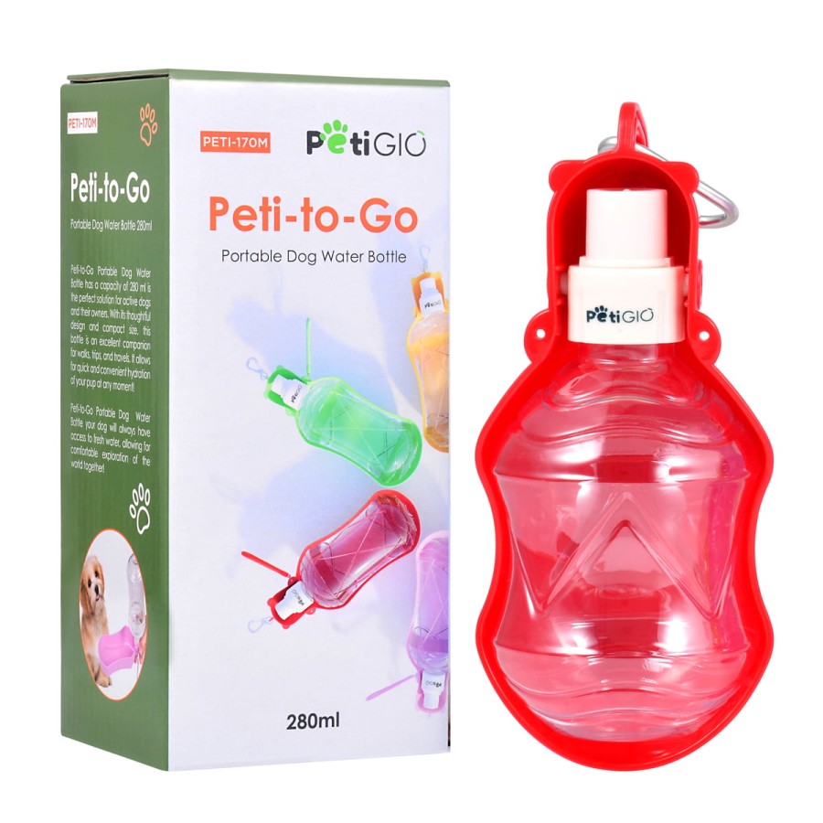 Petigio Φορητο Μπουκαλι Νερου Για Σκυλουσ 280 Ml Κοκκινο