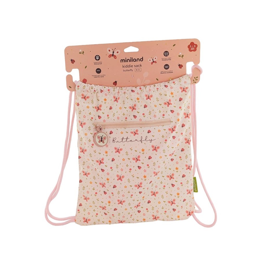 Miniland Kiddie Sack Butterfly Παιδικό Σακίδιο Πλάτης- Κολυμβητηρίου, με Κορδόνια Αδιάβροχο