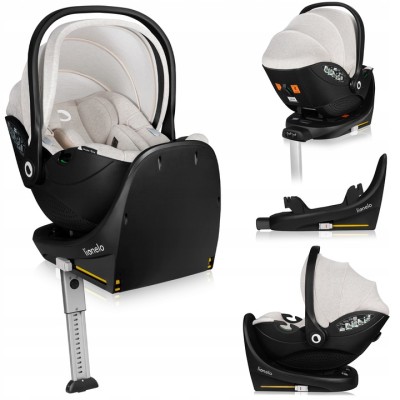Lionelo Moxie i-Size set κάθισμα αυτοκινήτου 40-87cm & περιστρεφόμενη βάση isofix Beige Sand