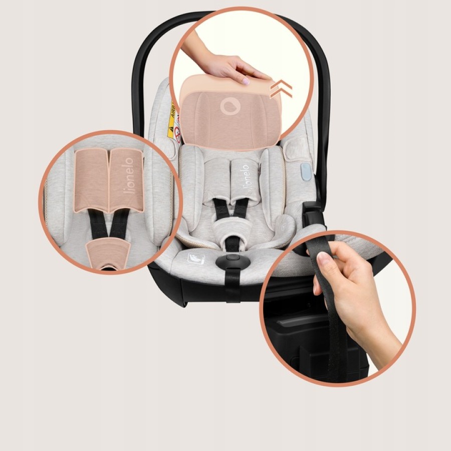 Lionelo Moxie i-Size set κάθισμα αυτοκινήτου 40-87cm & περιστρεφόμενη βάση isofix Beige Sand