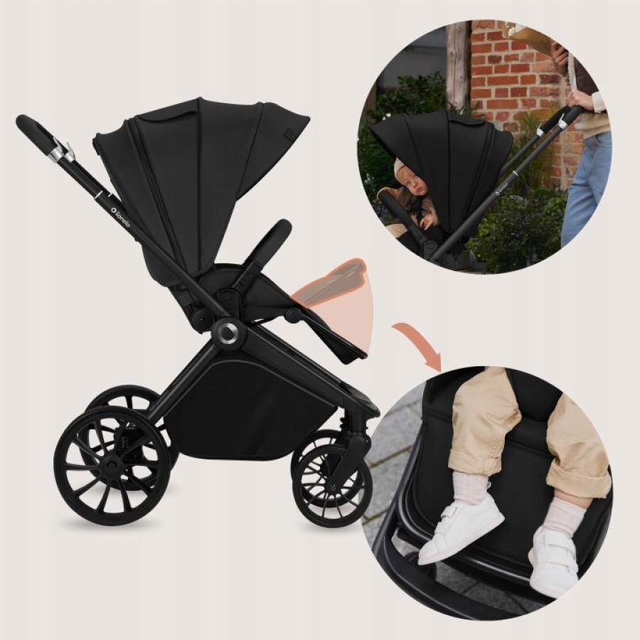 Lionelo Mika Plus Καρότσι Βρεφικό με Αναστροφή έως 22 kg Black Onyx