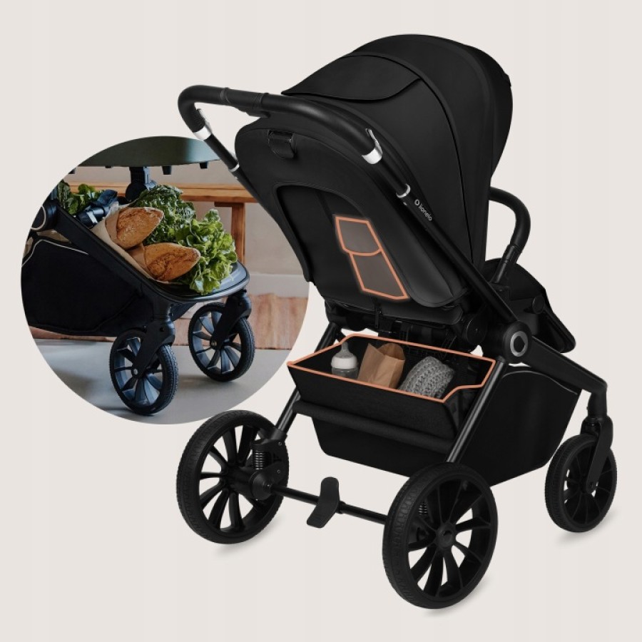 Lionelo Mika Plus Καρότσι Βρεφικό με Αναστροφή έως 22 kg Black Onyx