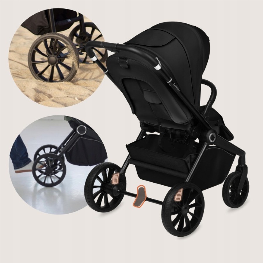 Lionelo Mika Plus Καρότσι Βρεφικό με Αναστροφή έως 22 kg Black Onyx