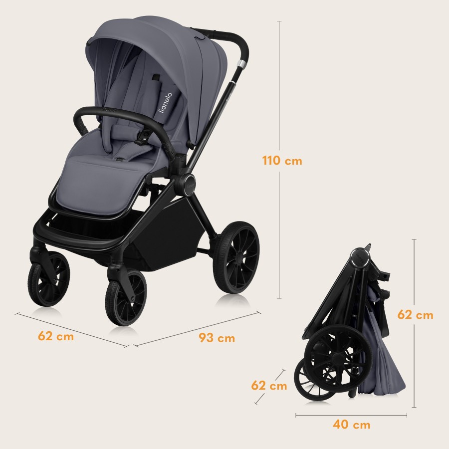 Lionelo Mika Plus Καρότσι Βρεφικό με Αναστροφή έως 22 kg Beige Sand
