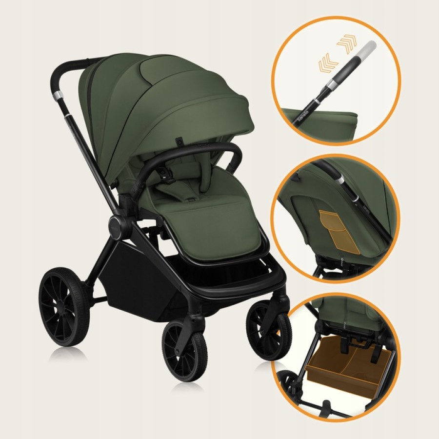 Lionelo Mika Plus Καρότσι Βρεφικό με Αναστροφή έως 22 kg Beige Sand