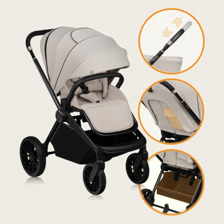 Lionelo Mika Plus Καρότσι Βρεφικό με Αναστροφή έως 22 kg Beige Sand