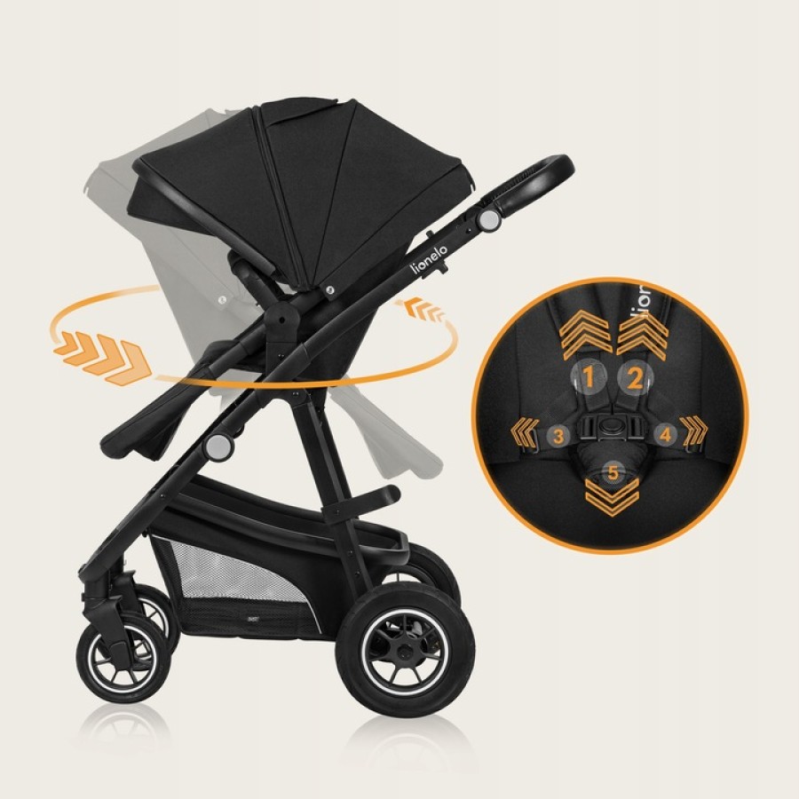 Lionelo Bianka Πολυκαρότσι Καρότσι 3 σε 1 έως 22kg Black Onyx