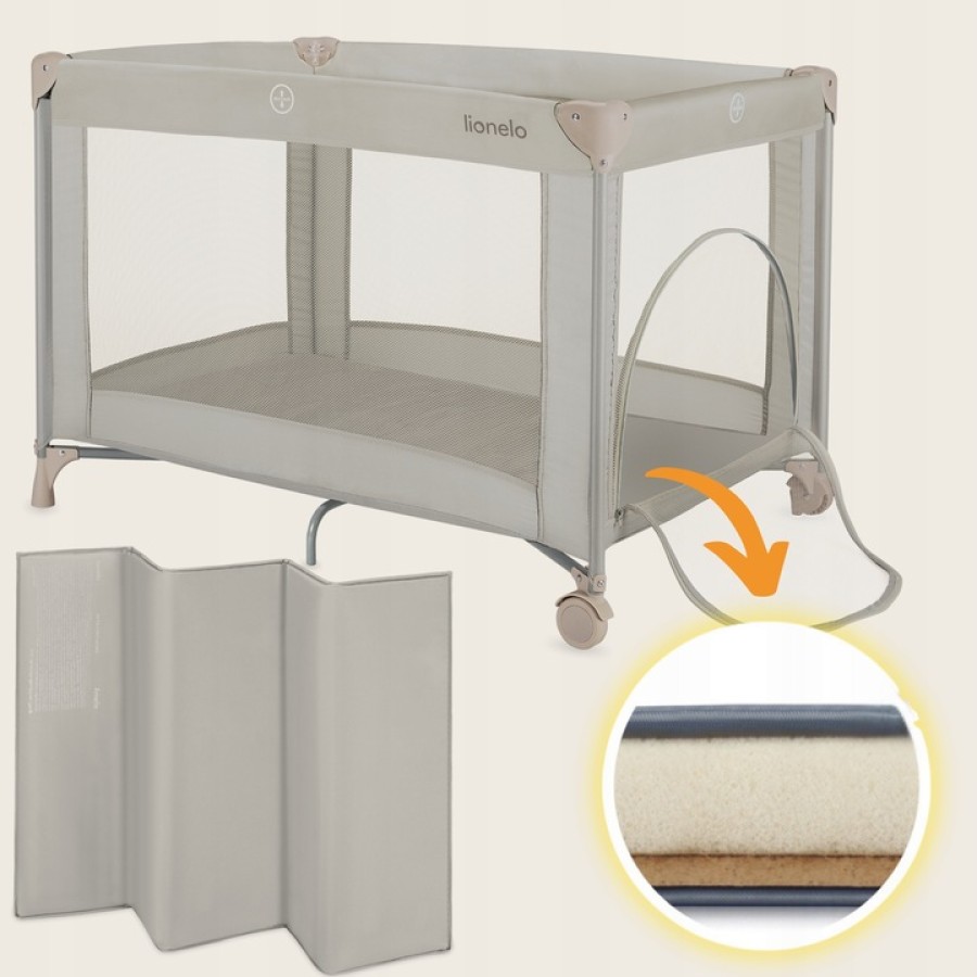 Lionelo Amelie Παρκοκρέβατο 1 Επιπέδoυ Beige Sand