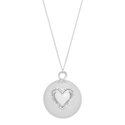 Proud Mama Lilo Heart Silver – Μενταγιόν Εγκυμοσύνης με Μεταλλόφωνο Babybell, Ασημί Καρδιά