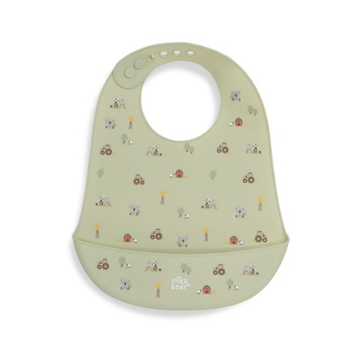 Interbaby Granja Koala Green Σαλιάρα Σιλικόνης με Θήκη Συλλογής Τροφών – Πράσινη, 4m+