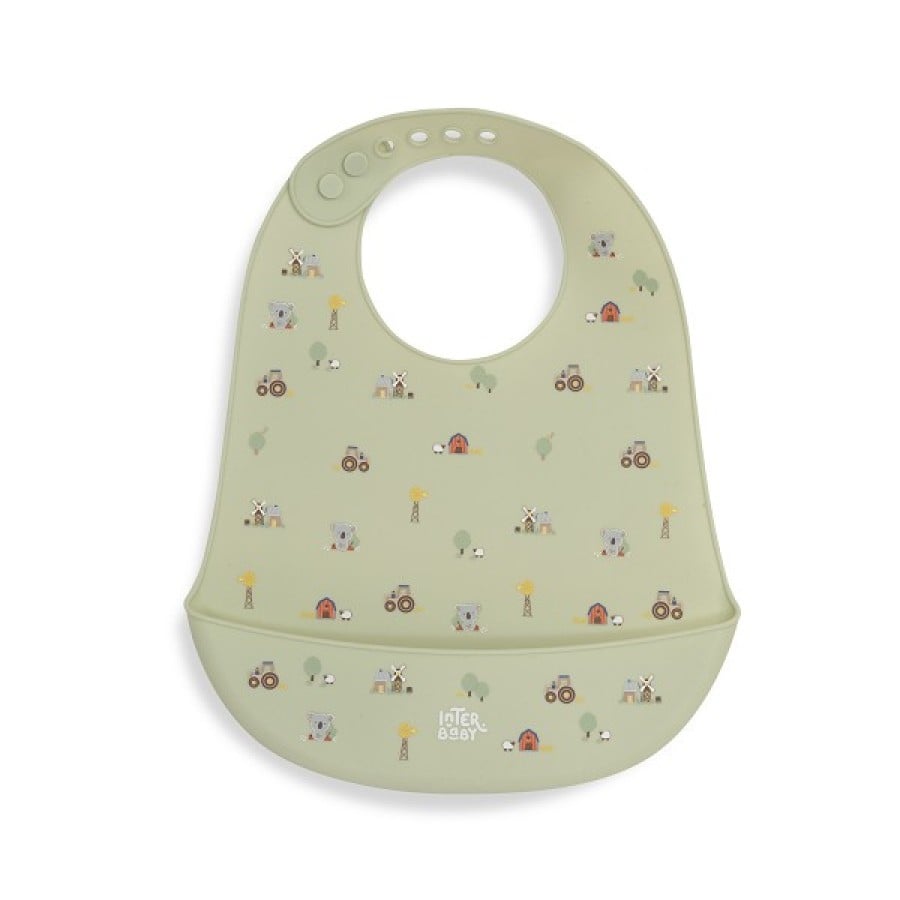 Interbaby Granja Koala Green Σαλιάρα Σιλικόνης με Θήκη Συλλογής Τροφών – Πράσινη, 4m+