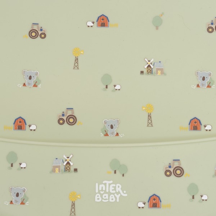 Interbaby Granja Koala Green Σαλιάρα Σιλικόνης με Θήκη Συλλογής Τροφών – Πράσινη, 4m+
