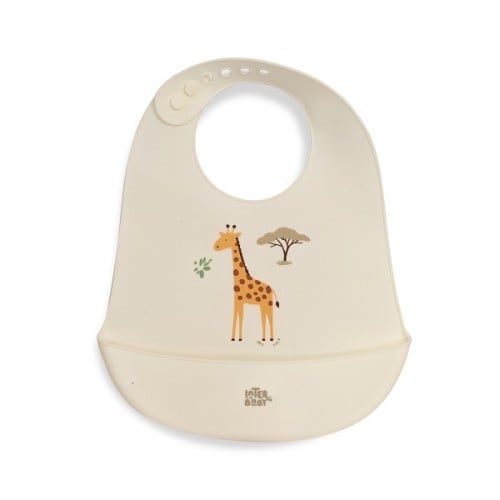 Interbaby Jirafa Savanna Σαλιάρα Σιλικόνης με Θήκη Συλλογής Τροφών Beige