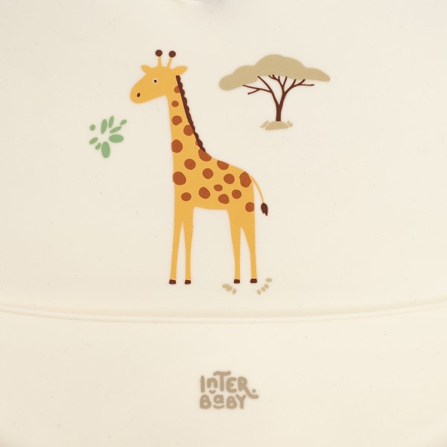 Interbaby Jirafa Savanna Σαλιάρα Σιλικόνης με Θήκη Συλλογής Τροφών Beige