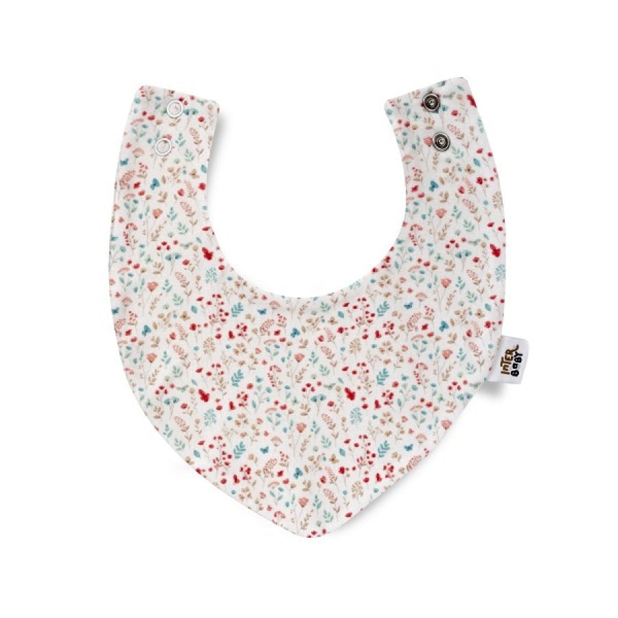 Interbaby Granja Koala Σαλιάρες Bandana Bamboo – Σετ 2 Τεμ. Αδιάβροχες, Floral Λευκό & Ροζ, 0m+