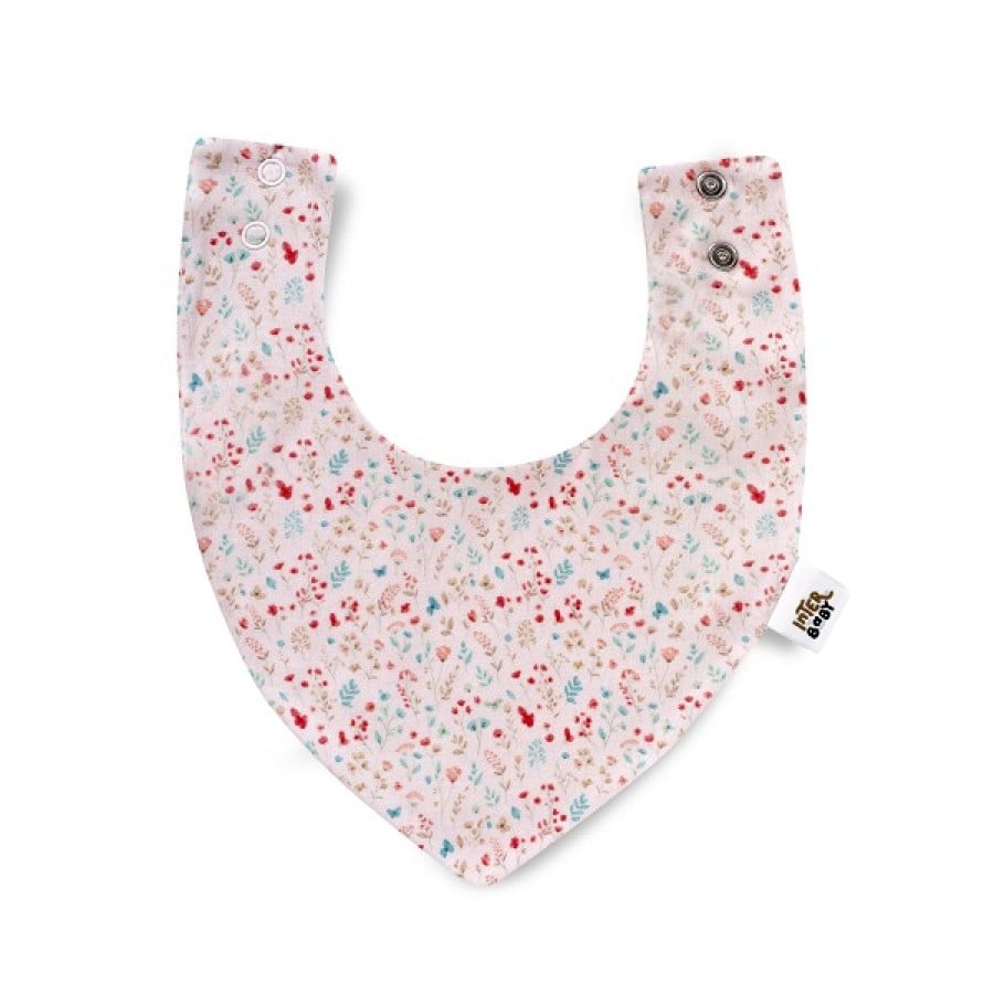 Interbaby Granja Koala Σαλιάρες Bandana Bamboo – Σετ 2 Τεμ. Αδιάβροχες, Floral Λευκό & Ροζ, 0m+