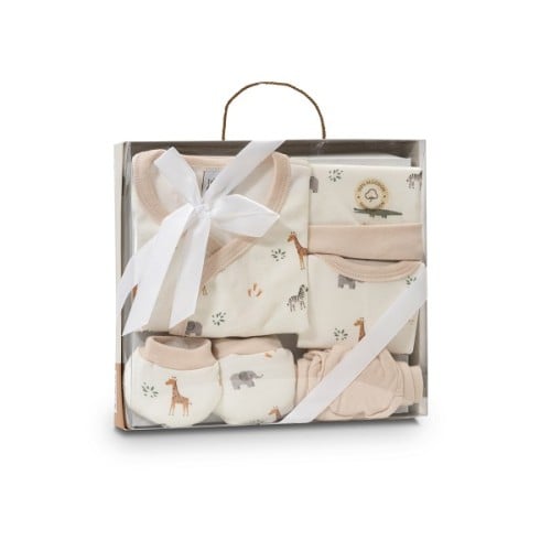 Interbaby Savana Σετ Δώρου Νεογέννητου 5τμχ 0-6 Μηνών 100% Βαμβάκι Beige SET73-05