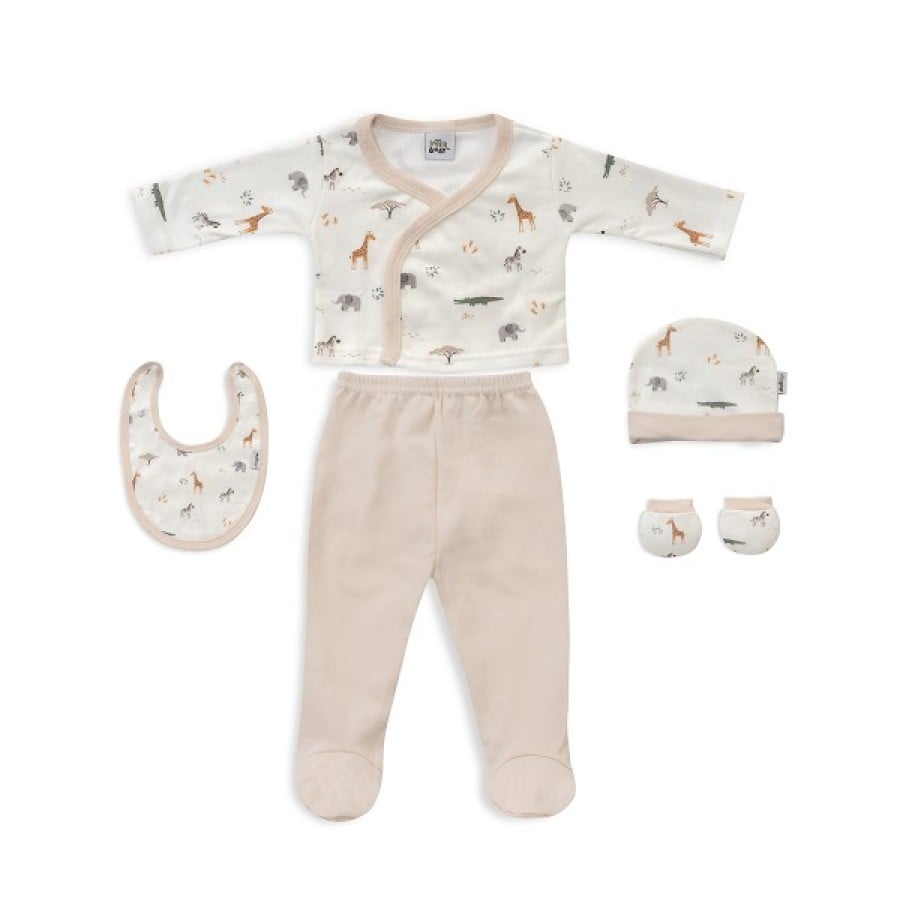 Interbaby Savana Σετ Δώρου Νεογέννητου 5τμχ 0-6 Μηνών 100% Βαμβάκι Beige SET73-05