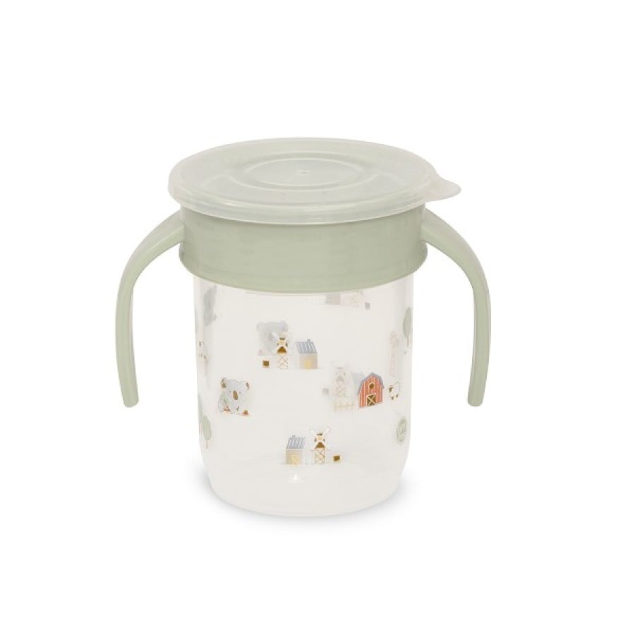 Interbaby Farm Εκπαιδευτικό Ποτηράκι 360° 240ml κατά των Διαρροών με Λαβές 6+ Μηνών Green VASO001-03