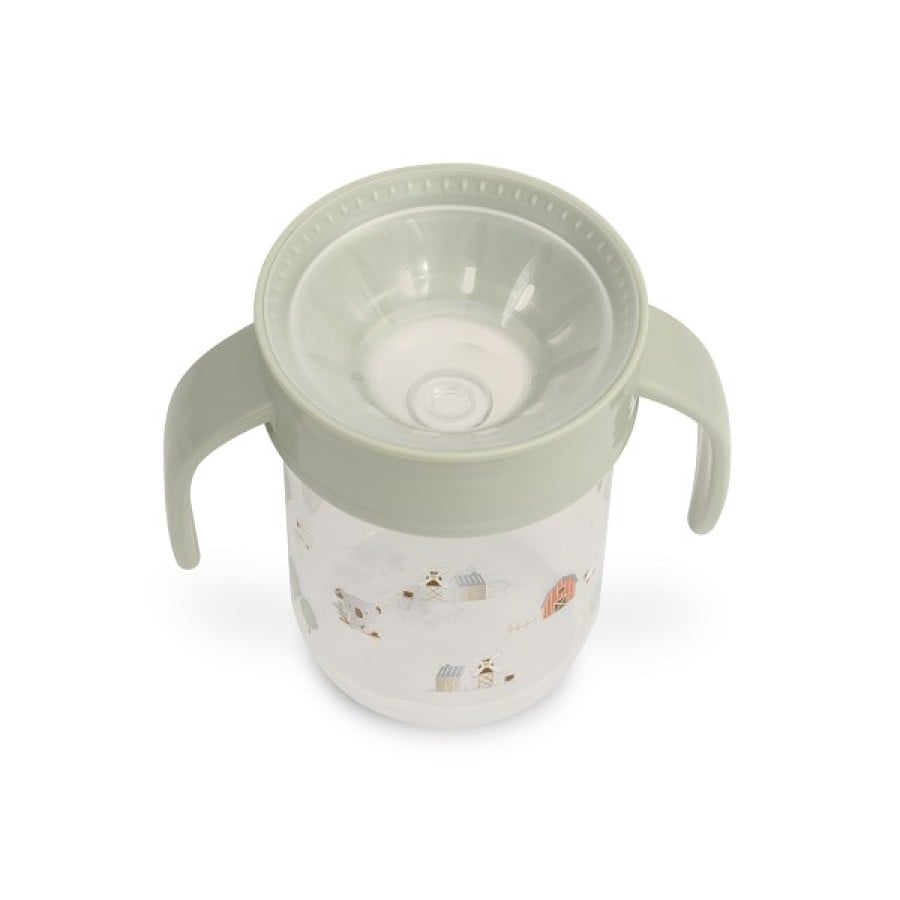 Interbaby Farm Εκπαιδευτικό Ποτηράκι 360° 240ml κατά των Διαρροών με Λαβές 6+ Μηνών Green VASO001-03