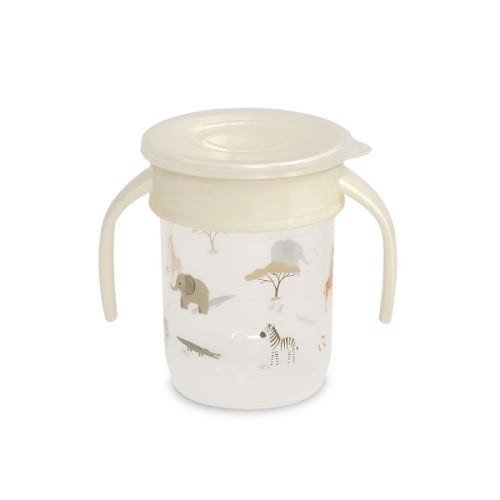 Interbaby Savana Εκπαιδευτικό Ποτηράκι 360° 240ml κατά των Διαρροών με Λαβές 6+ Μηνών Μπεζ
