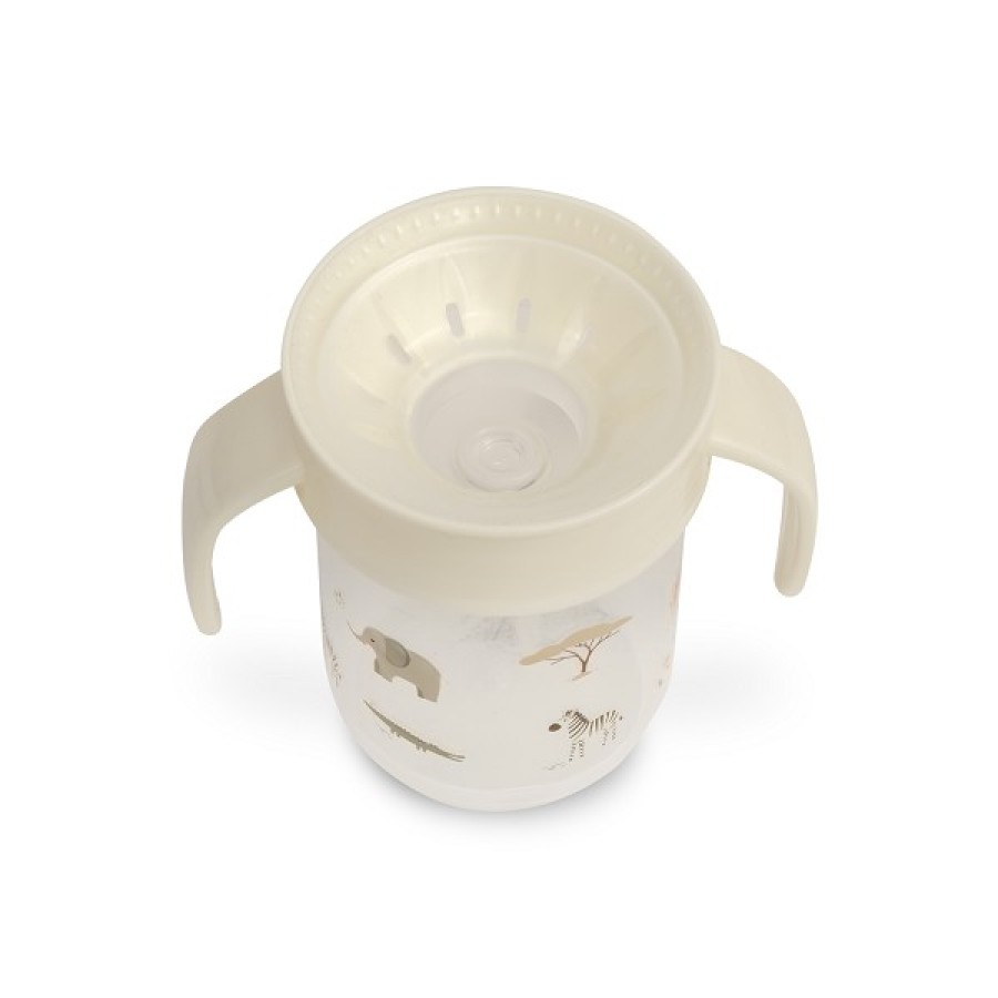 Interbaby Savana Εκπαιδευτικό Ποτηράκι 360° 240ml κατά των Διαρροών με Λαβές 6+ Μηνών Μπεζ