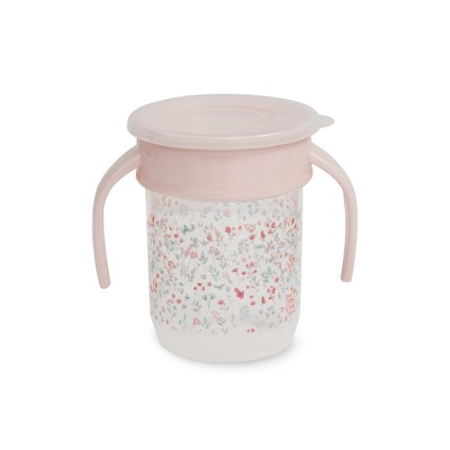 Interbaby Flowers  Εκπαιδευτικό Ποτηράκι 360° 240ml κατά των Διαρροών 6+ Μηνών Pink VASO003-02