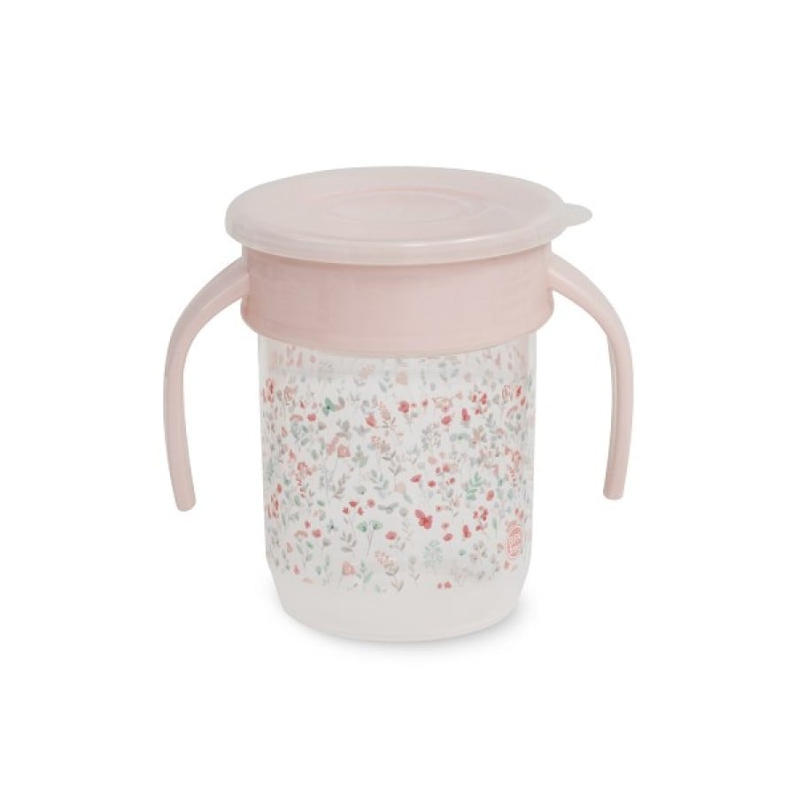 Interbaby Flowers  Εκπαιδευτικό Ποτηράκι 360° 240ml κατά των Διαρροών 6+ Μηνών Pink VASO003-02