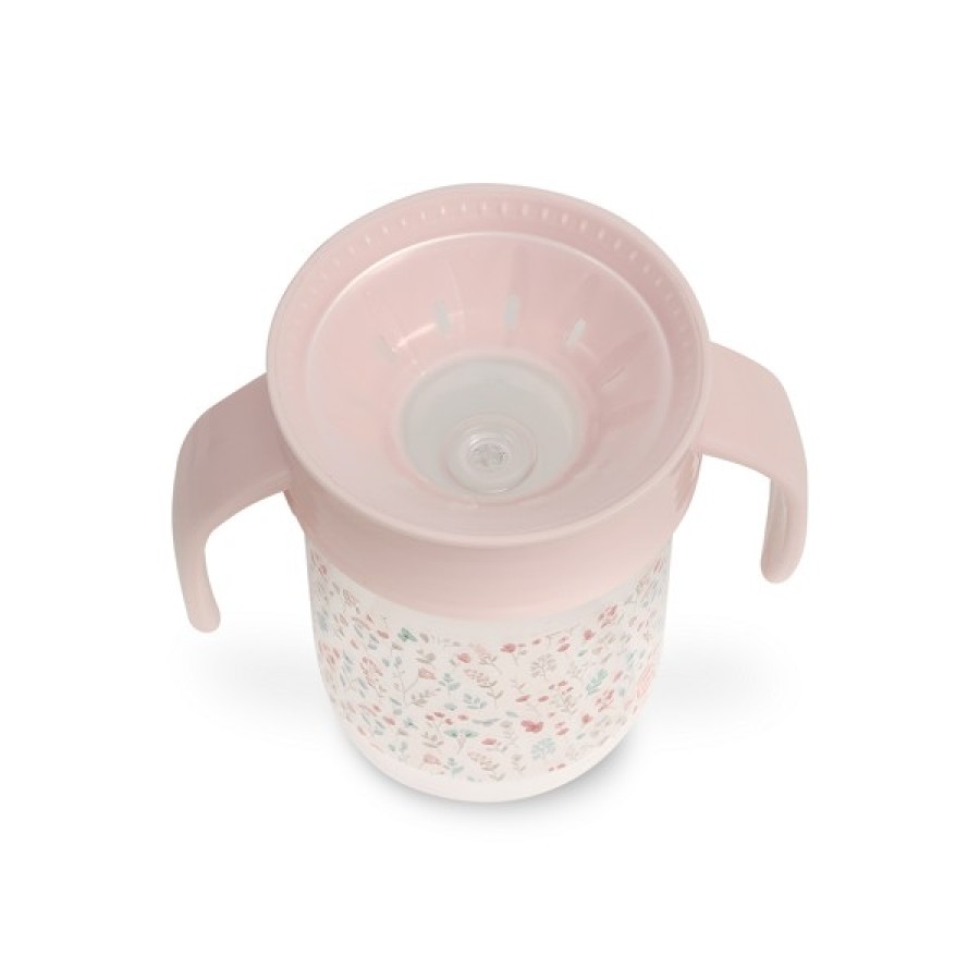 Interbaby Flowers  Εκπαιδευτικό Ποτηράκι 360° 240ml κατά των Διαρροών 6+ Μηνών Pink VASO003-02