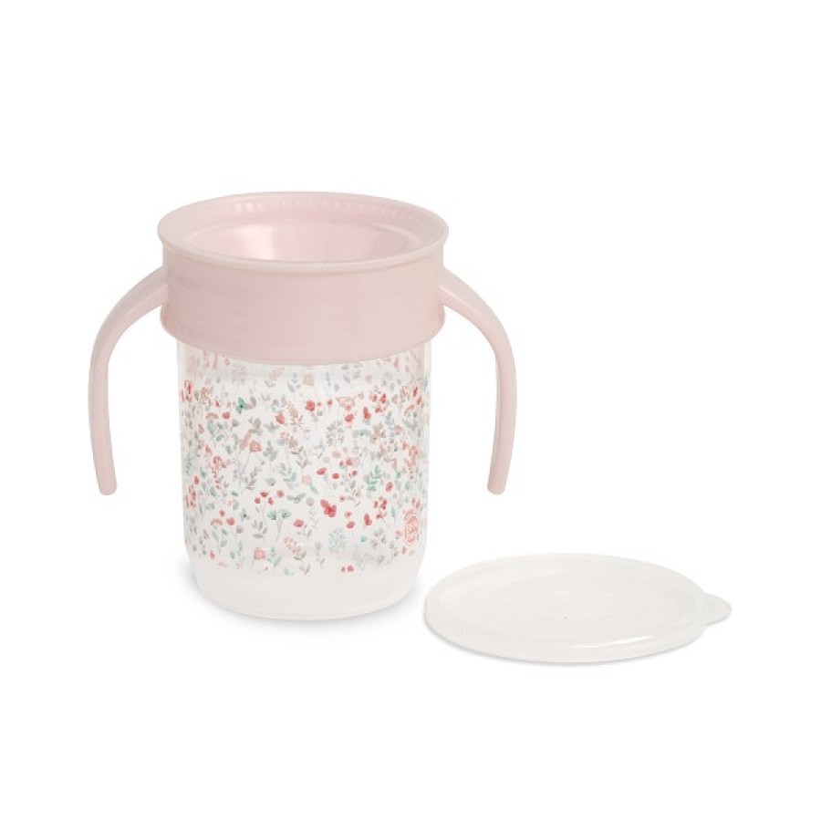 Interbaby Flowers  Εκπαιδευτικό Ποτηράκι 360° 240ml κατά των Διαρροών 6+ Μηνών Pink VASO003-02