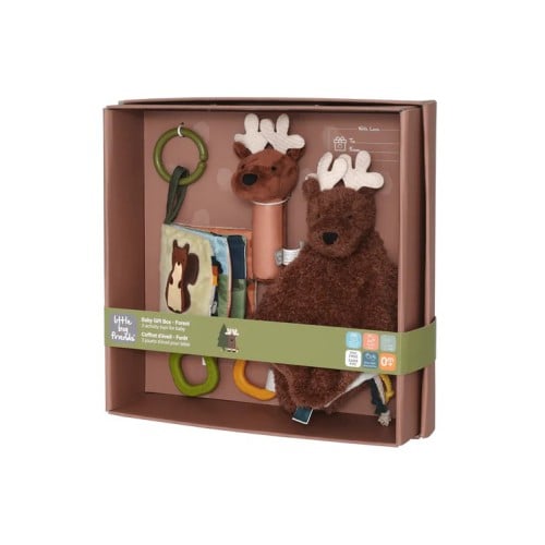 Baby Gift Box Forest Σετ Δώρου Γέννησης 3τμχ με Πανάκι, Κουδουνίστρα & Υφασμάτινο Βιβλίο 0m+