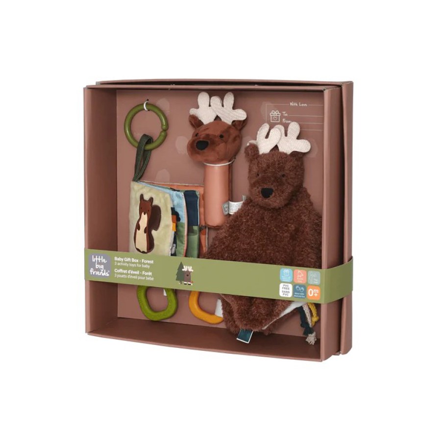 Baby Gift Box Forest Σετ Δώρου Γέννησης 3τμχ με Πανάκι, Κουδουνίστρα & Υφασμάτινο Βιβλίο 0m+