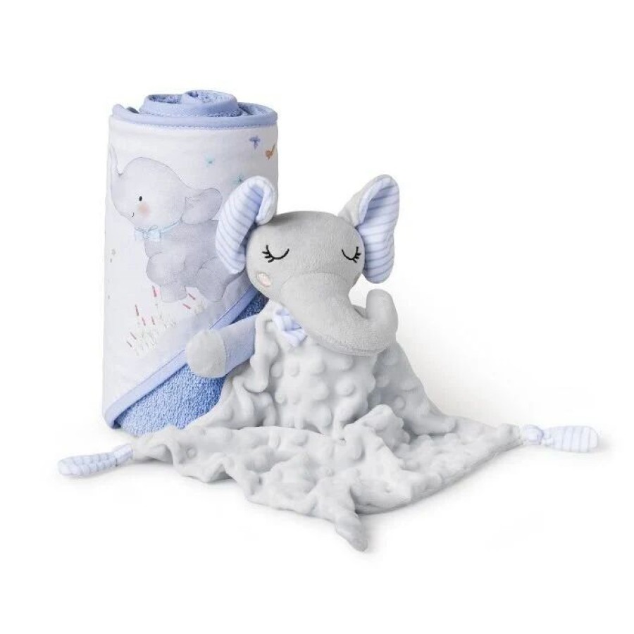 Interbaby Elefante Βρεφικό Σετ Μπουρνούζι Κάπα 100x100εκ. & Βελούδινο Πανάκι Παρηγοριάς Blue