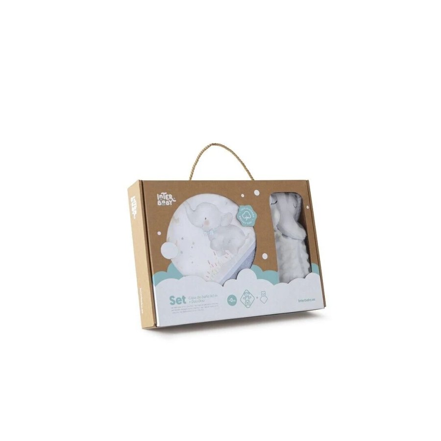 Interbaby Elefante Βρεφικό Σετ Μπουρνούζι Κάπα 100x100εκ. & Βελούδινο Πανάκι Παρηγοριάς Blue