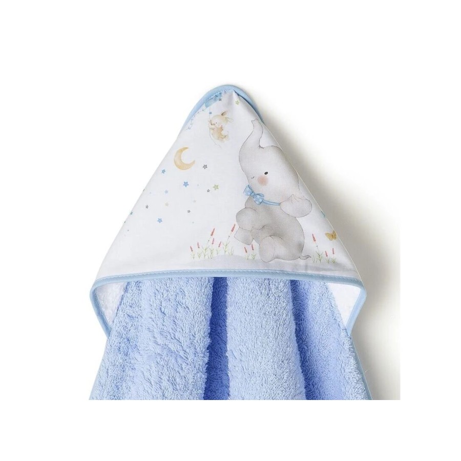 Interbaby Elefante Βρεφικό Σετ Μπουρνούζι Κάπα 100x100εκ. & Βελούδινο Πανάκι Παρηγοριάς Blue