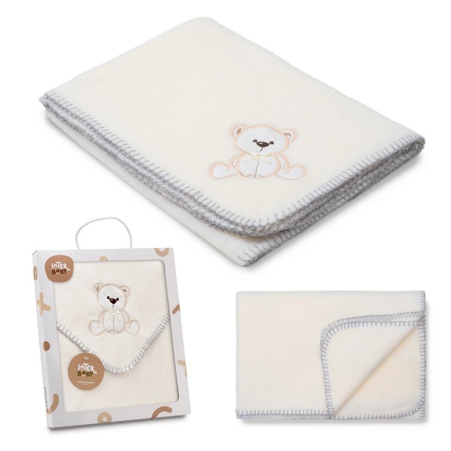 Interbaby Βρεφική Κουβέρτα Αγκαλιάς Bear Beige 80x110εκ.