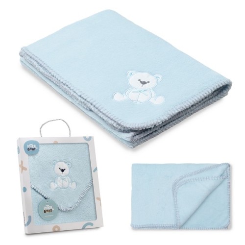 Interbaby Βρεφική Κουβέρτα Αγκαλιάς Bear Blue 80x110εκ.