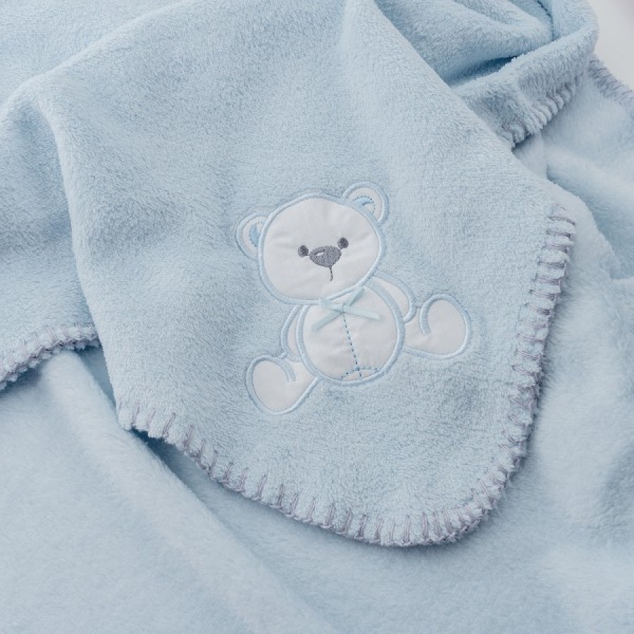 Interbaby Βρεφική Κουβέρτα Αγκαλιάς Bear Blue 80x110εκ.